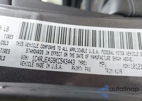 2019 Jeep Grand Cherokee Altitude 4X2 from USA, damaged, VIN 1C4RJEAG9KC543443